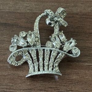 Vintage Rhinestone Flower Brooch Floral Pin